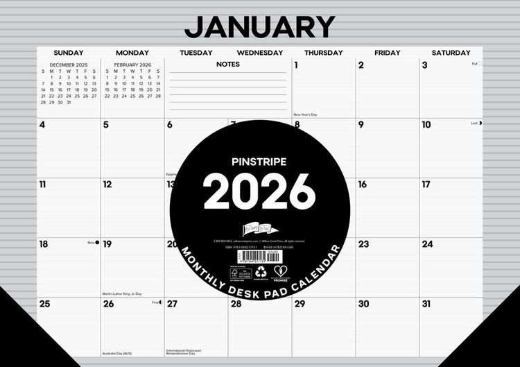 Produktbild: Pinstripe 2026 17 X 12 Small Monthly Deskpad