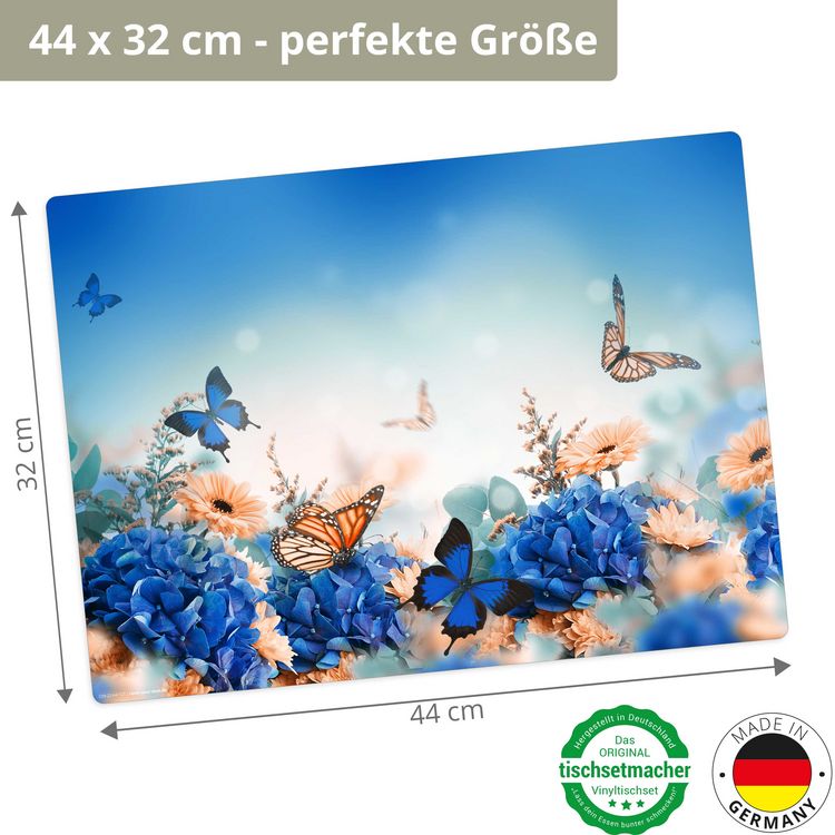 Produktbild: Tischsetmacher Tischsets Fr&uuml;hlingswiese mit Schmetterling, aus hochwertigem Vinyl (4 St&uuml;ck), 44 x 32 cm