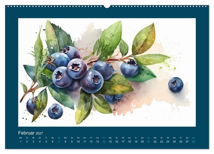 Produktbild: Fr&uuml;chte in Wasserfarben - Fruchtige KI-Kunst f&uuml;r das ganze Jahr (Wandkalender 2027 DIN A2 quer), CALVENDO Monatskalender