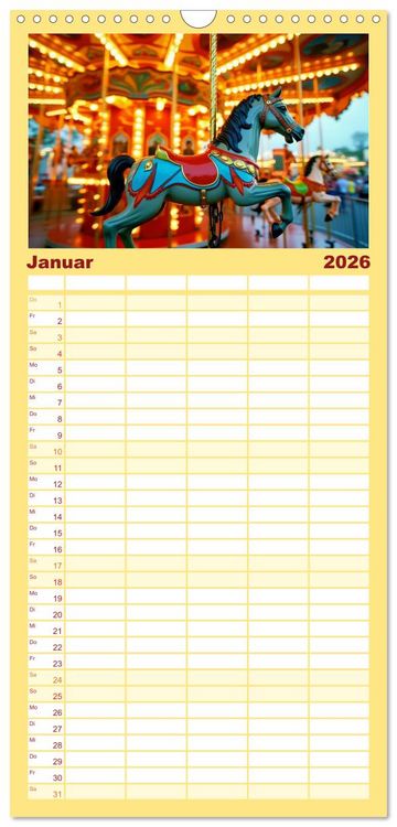 Produktbild: Familienplaner 2026 - Riesenr&auml;der und Kirmes mit 5 Spalten (Wandkalender, 21 x 45 cm) CALVENDO