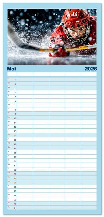 Produktbild: Familienplaner 2026 - Kufen, Ski & Snowboard mit 5 Spalten (Wandkalender, 21 x 45 cm) CALVENDO