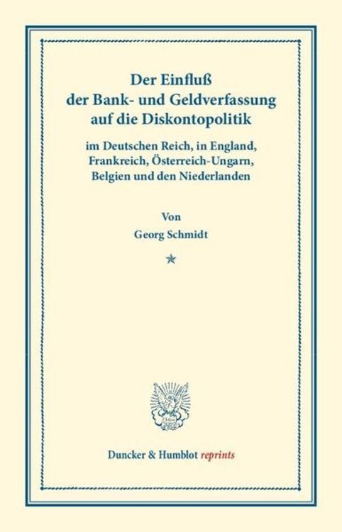 Produktbild: Der Einflu&szlig; der Bank- und Geldverfassung auf die Diskontopolitik