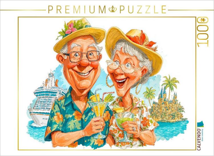 Produktbild: CALVENDO Puzzle Fr&ouml;hliche Rentner auf Kreuzfahrt im Ruhestand | 1000 Teile Lege-Gr&ouml;&szlig;e 64x48cm Foto-Puzzle f&uuml;r gl&uuml;ckliche Stunden
