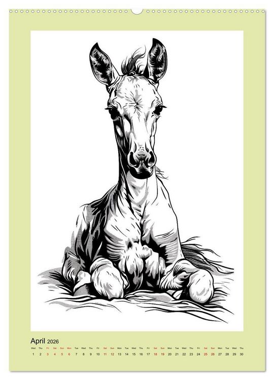 Produktbild: Sketchy Power Horses (Wall Calendar 2026 DIN A2 portrait), CALVENDO 12 Month Wall Calendar