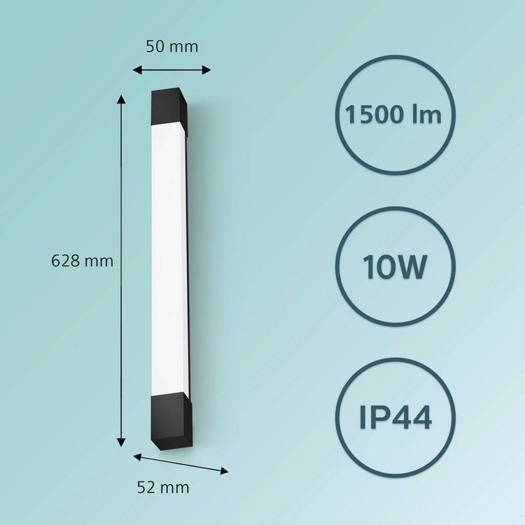 Produktbild: Philips Rover 8720169300293 LED-Bad-Deckenleuchte 10W Warmwei&szlig; Schwarz