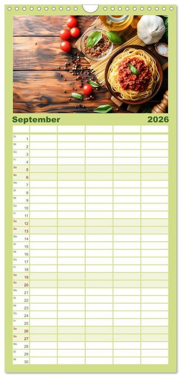 Produktbild: Familienplaner 2026 - Mediterrane K&uuml;che mit 5 Spalten (Wandkalender, 21 x 45 cm) CALVENDO