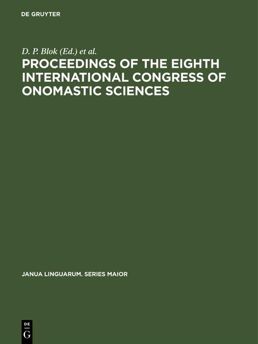 Produktbild: Proceedings of the Eighth International Congress of Onomastic Sciences