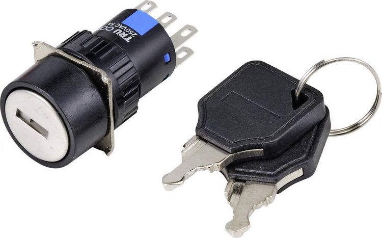 Produktbild: TRU COMPONENTS TC-9219060 Schl&uuml;sselschalter 250 V/AC 3 A 2 x Ein/Aus/Ein rastend/0/rastend (&Oslash;) 18 mm IP65 1 St.
