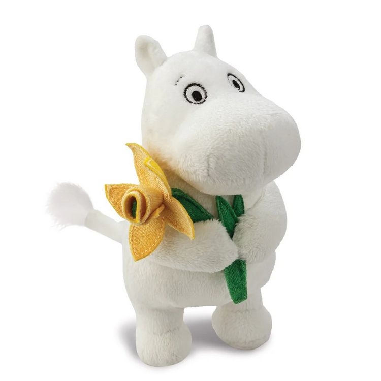 Produktbild: Aurora 61555 - Moomin Standing with Daffodil (Narzisse), Mumin-Pl&uuml;schfigur, ca.17 cm