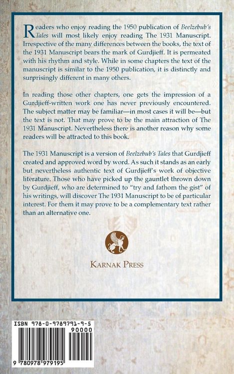 Produktbild: The 1931 Manuscript of Beelzebub's Tales to His Grandson