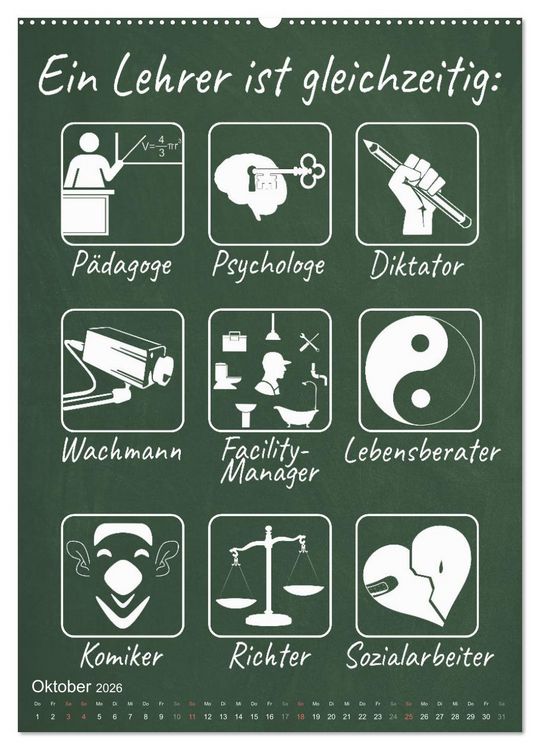 Produktbild: Coole Lehrerspr&uuml;che (Wandkalender 2026 DIN A2 hoch), CALVENDO Monatskalender
