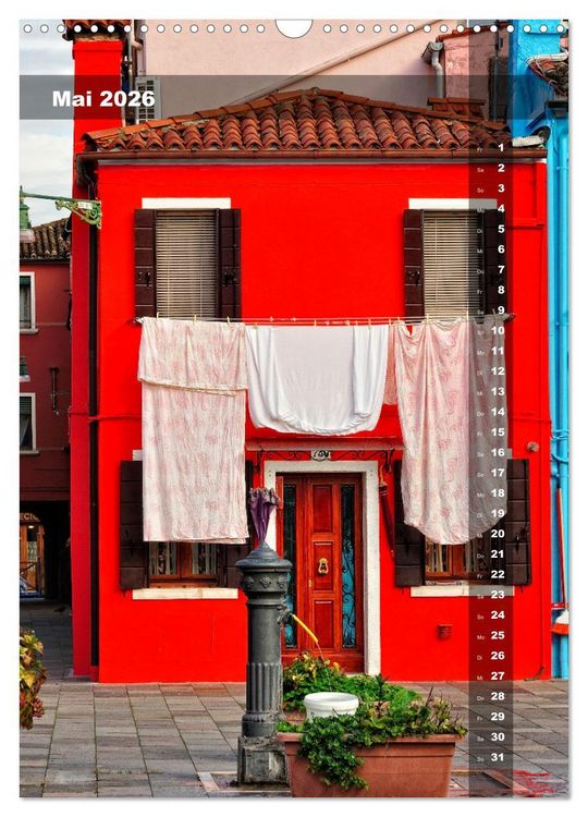 Produktbild: L'isola di Burano - Ein Spaziergang &uuml;ber die farbenfrohe Insel (Wandkalender 2026 DIN A3 hoch), CALVENDO Monatskalender
