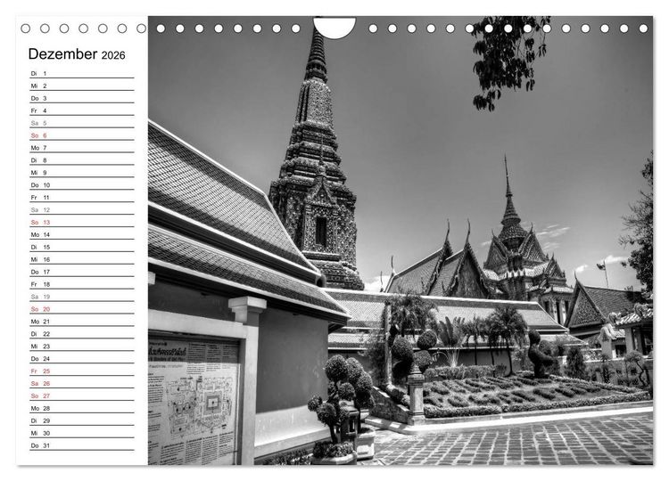 Produktbild: Bangkok Impressionen in Schwarz Wei&szlig; (Wandkalender 2026 DIN A4 quer), CALVENDO Monatskalender