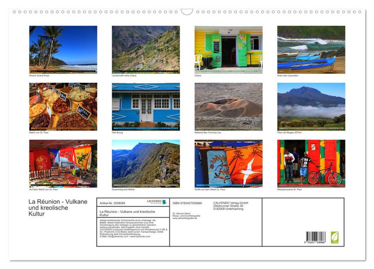 Produktbild: La R&eacute;union - Vulkane und kreolische Kultur (Wandkalender 2026 DIN A2 quer), CALVENDO Monatskalender