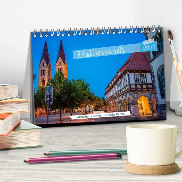 Produktbild: Halberstadt Altstadtarchitektur unweit des Harzes (Tischkalender 2027 DIN A5 quer), CALVENDO Monatskalender