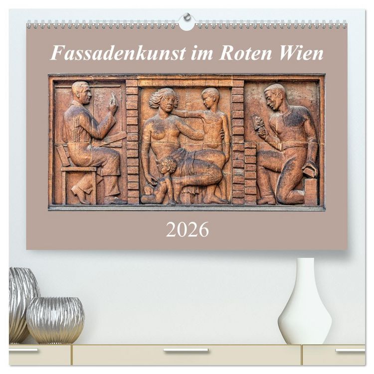 Produktbild: Fassadenkunst im Roten Wien (hochwertiger Premium Wandkalender 2026 DIN A2 quer), Kunstdruck in Hochglanz