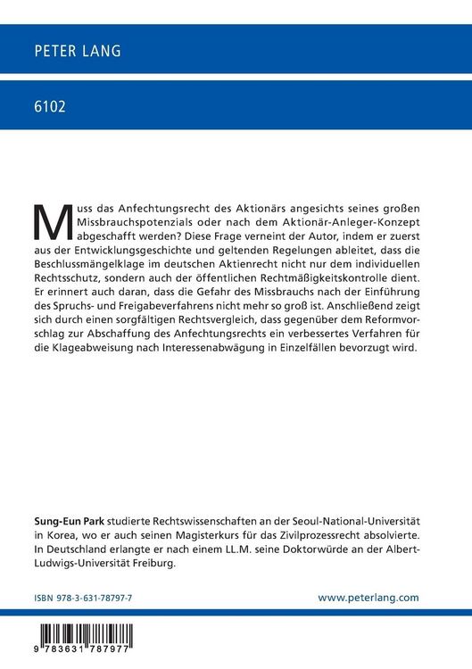 Produktbild: Die Beschlussm&auml;ngelklage im deutschen, koreanischen und US-amerikanischen Recht
