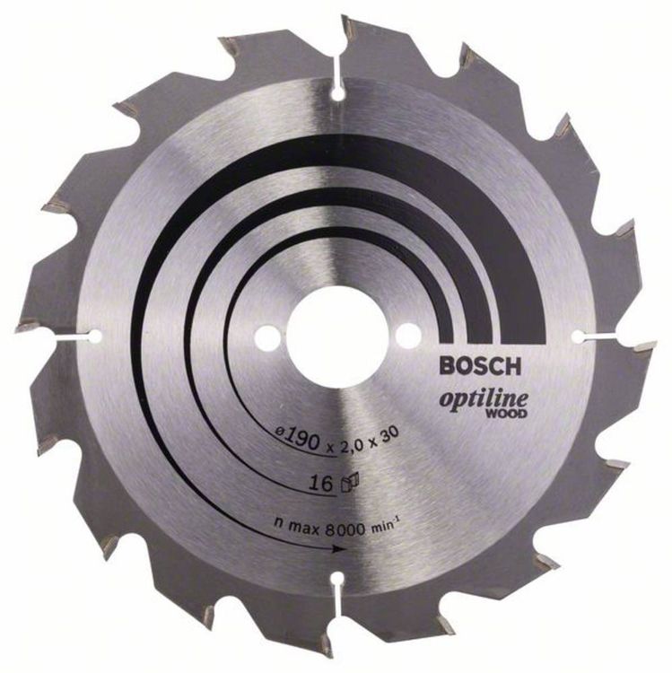 Produktbild: Bosch Accessories Optiline Wood 2608641184 Hartmetall Kreiss&auml;geblatt 190 x 30 x 2 mm Z&auml;hneanzahl: 16 1 St.