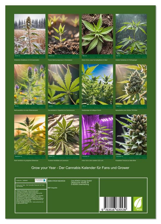 Produktbild: Grow your Year - Der Cannabis Kalender f&uuml;r Fans und Grower (Wandkalender 2026 DIN A4 hoch), CALVENDO Monatskalender