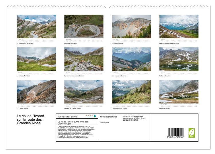 Produktbild: Le col de l'Izoard sur la route des Grandes Alpes (Calendrier mural 2026 DIN A2 vertical) calendrier de bureau
