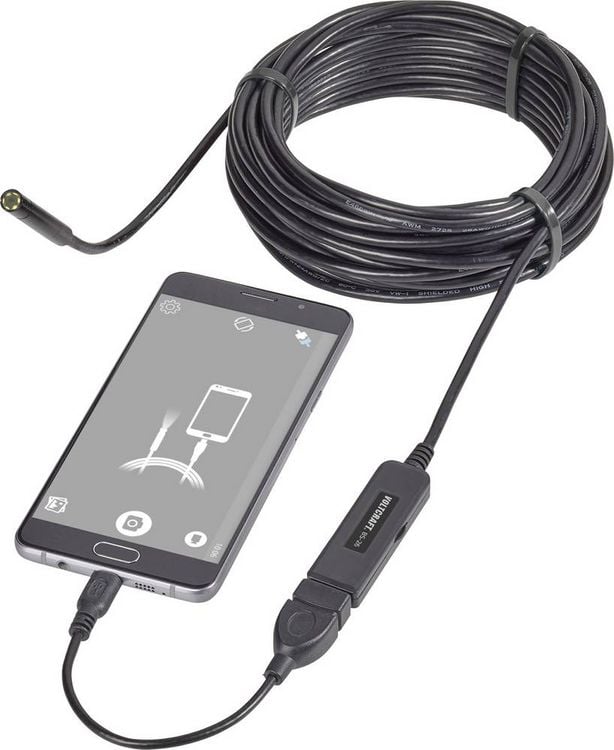 Produktbild: VOLTCRAFT VC-8919590 USB-Endoskop Sonden-&Oslash;: 8mm Sonden-L&auml;nge: 9.85m