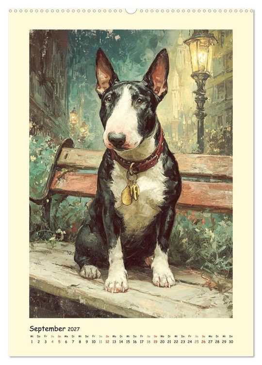 Produktbild: Gentlemen auf Pfoten. Der Bullterrier im k&uuml;nstlerischen Vintage-Stil (Wandkalender 2027 DIN A2 hoch), CALVENDO Monatskalender