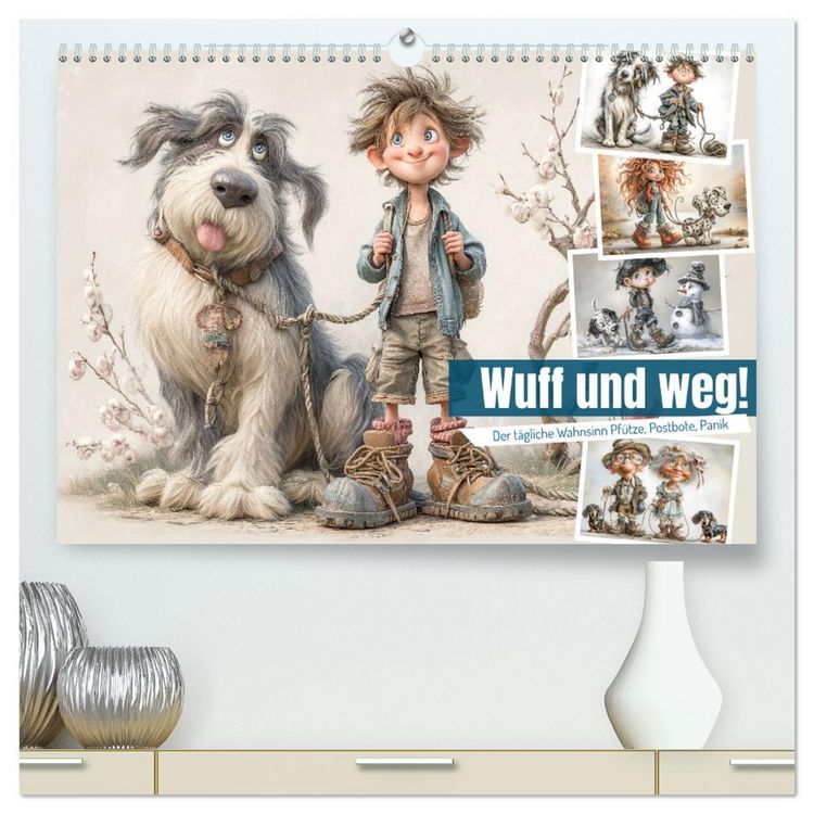 Produktbild: Wuff und weg! (hochwertiger Premium Wandkalender 2026 DIN A2 quer), Kunstdruck in Hochglanz