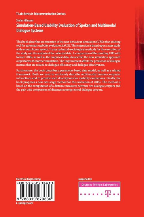 Produktbild: Simulation-Based Usability Evaluation of Spoken and Multimodal Dialogue Systems