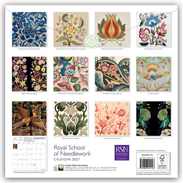 Produktbild: Royal School of Needlework 2027 &ndash; Original Flame Tree Publishing-Kalender [Kalender]