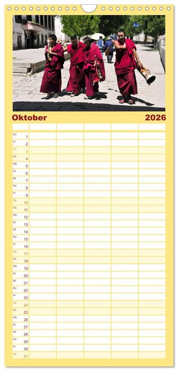 Produktbild: Familienplaner 2026 - Tibet bewegt mit 5 Spalten (Wandkalender, 21 x 45 cm) CALVENDO