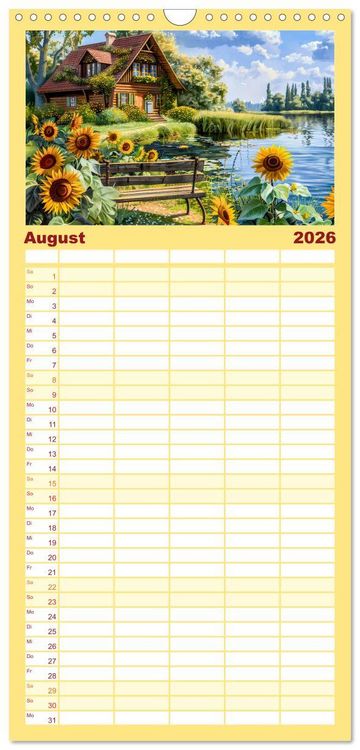 Produktbild: Familienplaner 2026 - Cottages am Wasser - Malerische R&uuml;ckzugsorte genie&szlig;en mit 5 Spalten (Wandkalender, 21 x 45 cm) CALVENDO