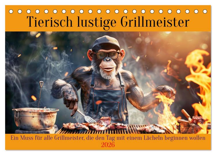 Produktbild: Tierisch lustige Grillmeister (Tischkalender 2026 DIN A5 quer), CALVENDO Monatskalender