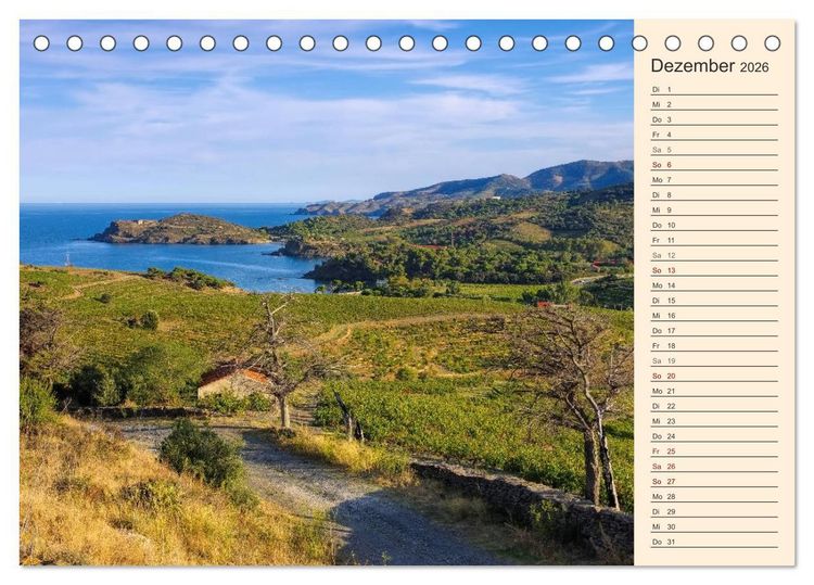 Produktbild: Cote Vermeille - Wo die Pyren&auml;en das Meer k&uuml;ssen (Tischkalender 2026 DIN A5 quer), CALVENDO Monatskalender