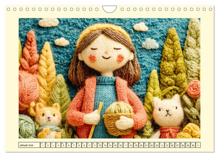 Produktbild: Wollige Maschenwelt. Gestrickte Harmonie f&uuml;r gem&uuml;tliche Momente (Wandkalender 2026 DIN A4 quer), CALVENDO Monatskalender