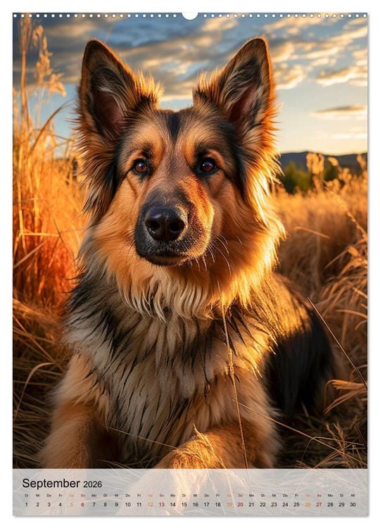 Produktbild: Deutscher Sch&auml;ferhund - mutig und zuverl&auml;ssig (hochwertiger Premium Wandkalender 2026 DIN A2 hoch), Kunstdruck in Hochglanz