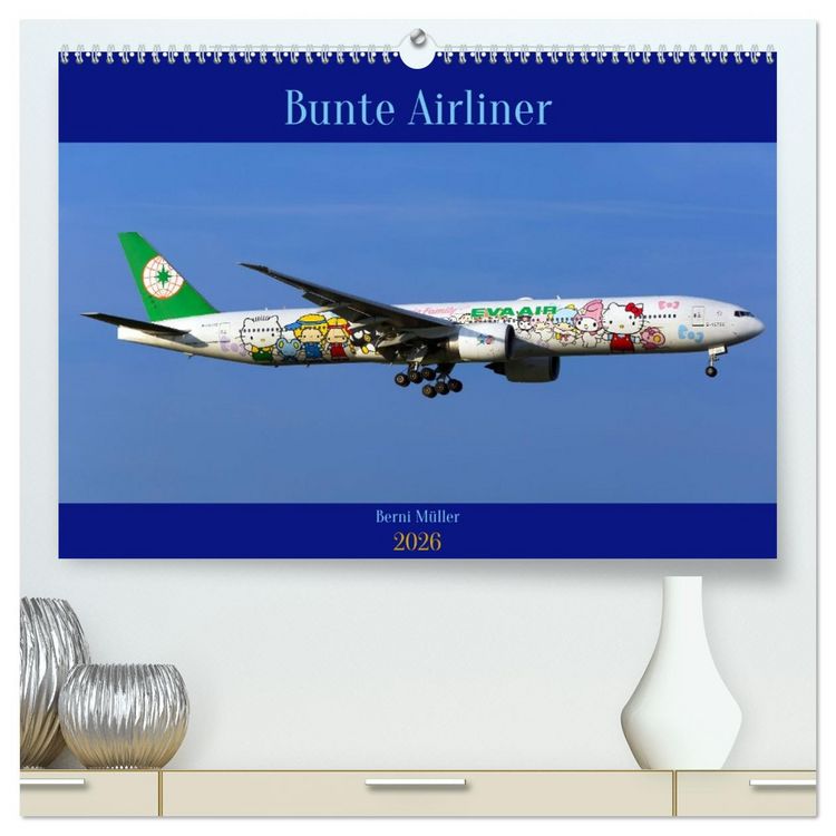 Produktbild: Bunte Airliner (hochwertiger Premium Wandkalender 2026 DIN A2 quer), Kunstdruck in Hochglanz