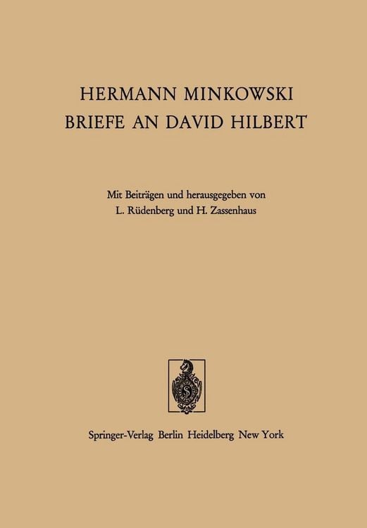 Produktbild: Hermann Minkowski Briefe an David Hilbert