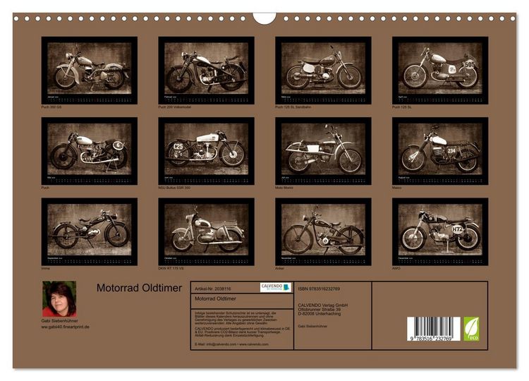 Produktbild: Motorrad Oldtimer (Wandkalender 2026 DIN A3 quer), CALVENDO Monatskalender