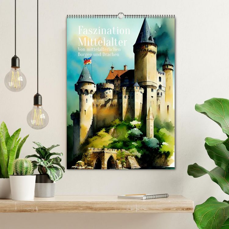 Produktbild: Faszination Mittelalter - Von mittelalterlichen Burgen und Drachen (Wandkalender 2026 DIN A2 hoch), CALVENDO Monatskalender