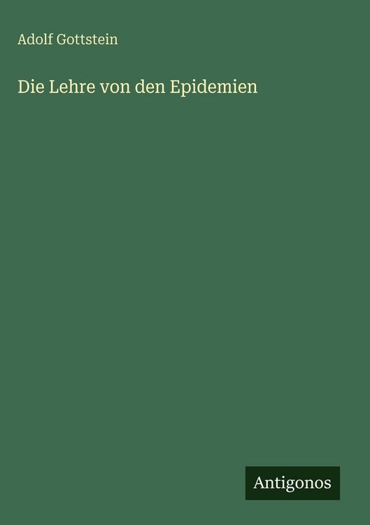 Produktbild: Die Lehre von den Epidemien