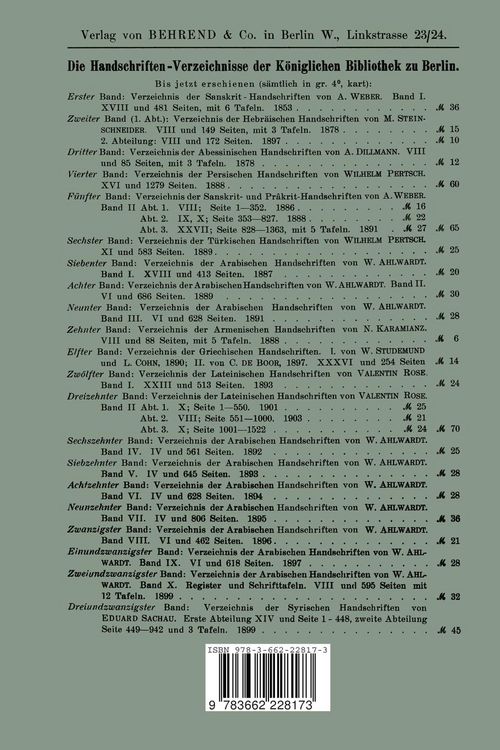 Produktbild: Verzeichnis der Tibetischen Handschriften der K&ouml;niglichen Bibliothek zu Berlin