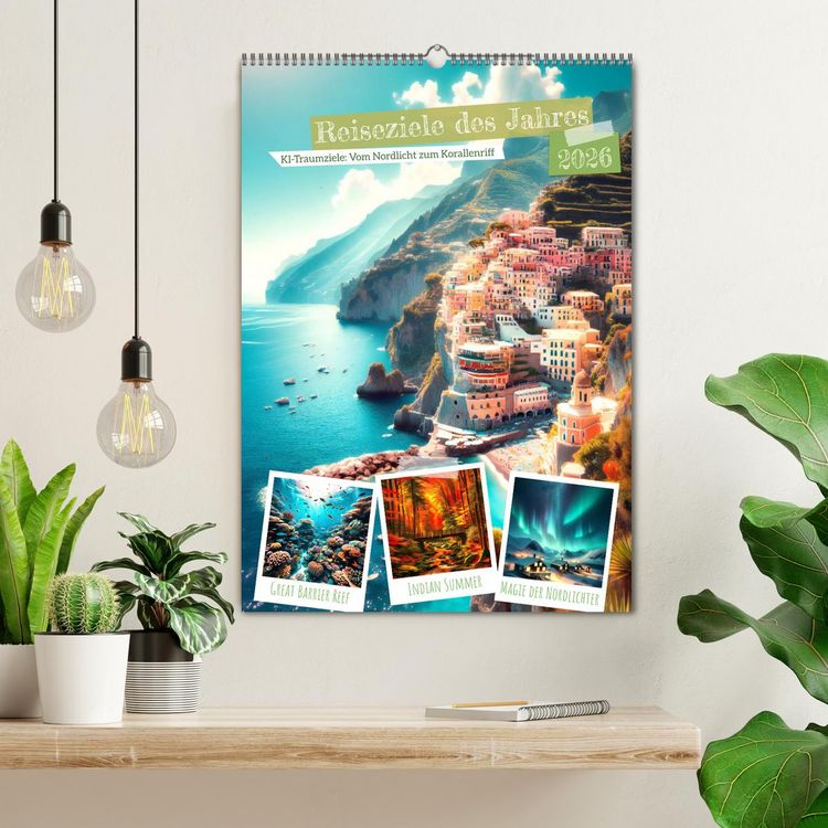Produktbild: Reiseziele des Jahres - vom Nordlicht bis Korallenriff: 12 Traumziele (Wandkalender 2026 DIN A2 hoch), CALVENDO Monatskalender