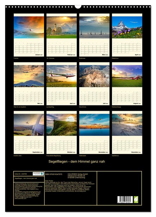 Produktbild: Segelfliegen - dem Himmel ganz nah (Wandkalender 2026 DIN A2 hoch), CALVENDO Monatskalender