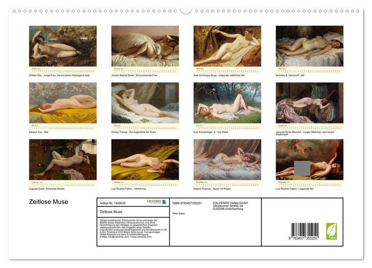 Produktbild: Zeitlose Muse (hochwertiger Premium Wandkalender 2026 DIN A2 quer), Kunstdruck in Hochglanz