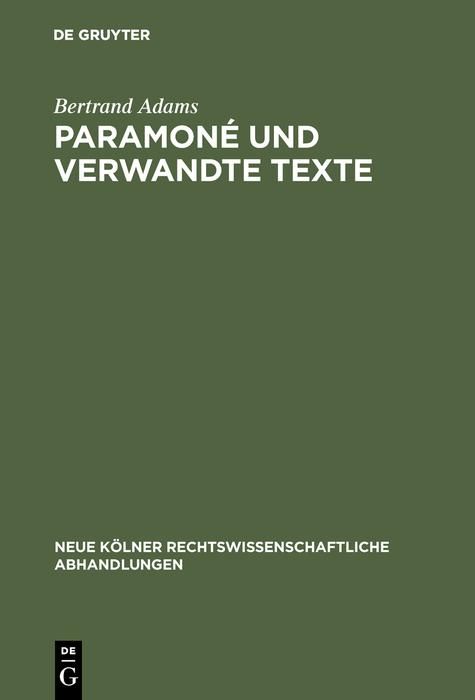 Produktbild: Paramon&eacute; und verwandte Texte