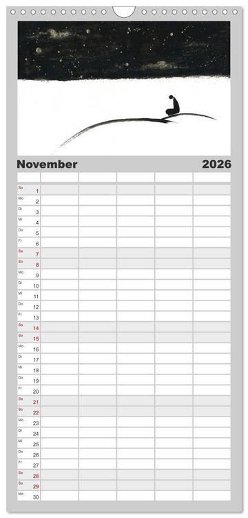Produktbild: Familienplaner 2026 - Asiatische Tuschmalerei mit 5 Spalten (Wandkalender, 21 x 45 cm) CALVENDO