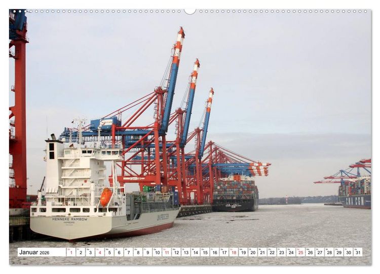 Produktbild: Dicke P&ouml;tte im Hafen und auf gro&szlig;er Fahrt (hochwertiger Premium Wandkalender 2026 DIN A2 quer), Kunstdruck in Hochglanz