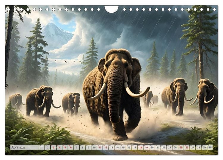 Produktbild: Im urzeitlichen Reich des Mammuts (Wandkalender 2026 DIN A4 quer), CALVENDO Monatskalender