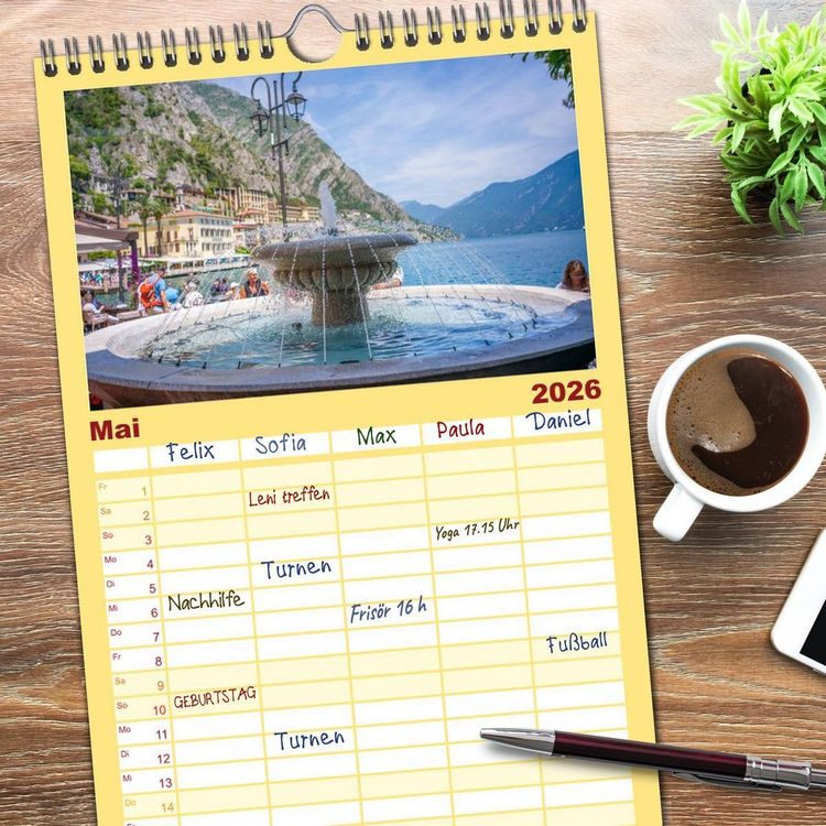 Produktbild: Familienplaner 2026 - Limone sul Garda - Traumhaftes St&auml;dtchen am Gardasee mit 5 Spalten (Wandkalender, 21 x 45 cm) CALVENDO
