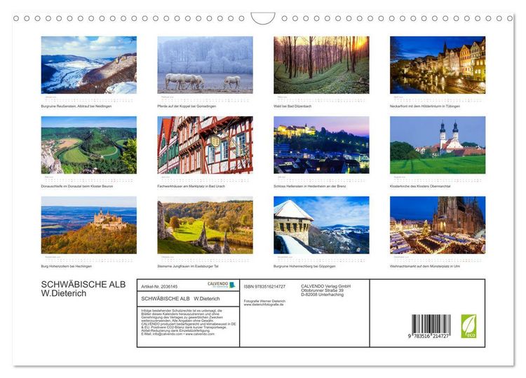 Produktbild: SCHW&Auml;BISCHE ALB W.Dieterich (Wandkalender 2026 DIN A3 quer), CALVENDO Monatskalender